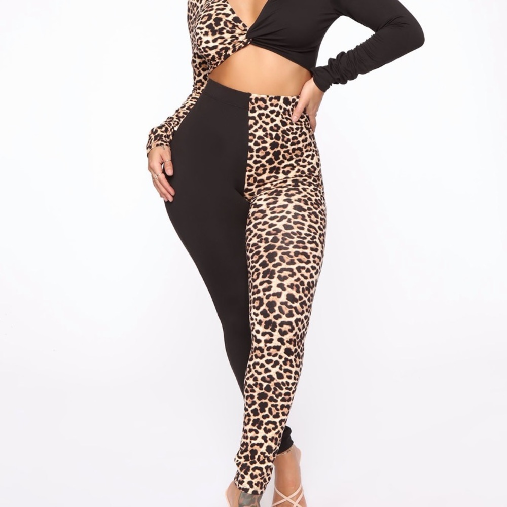Fashion nova half wild black/combo pants set